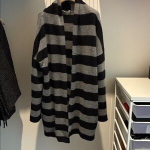 Vince Chashmere Black and Gray Striped Sweater